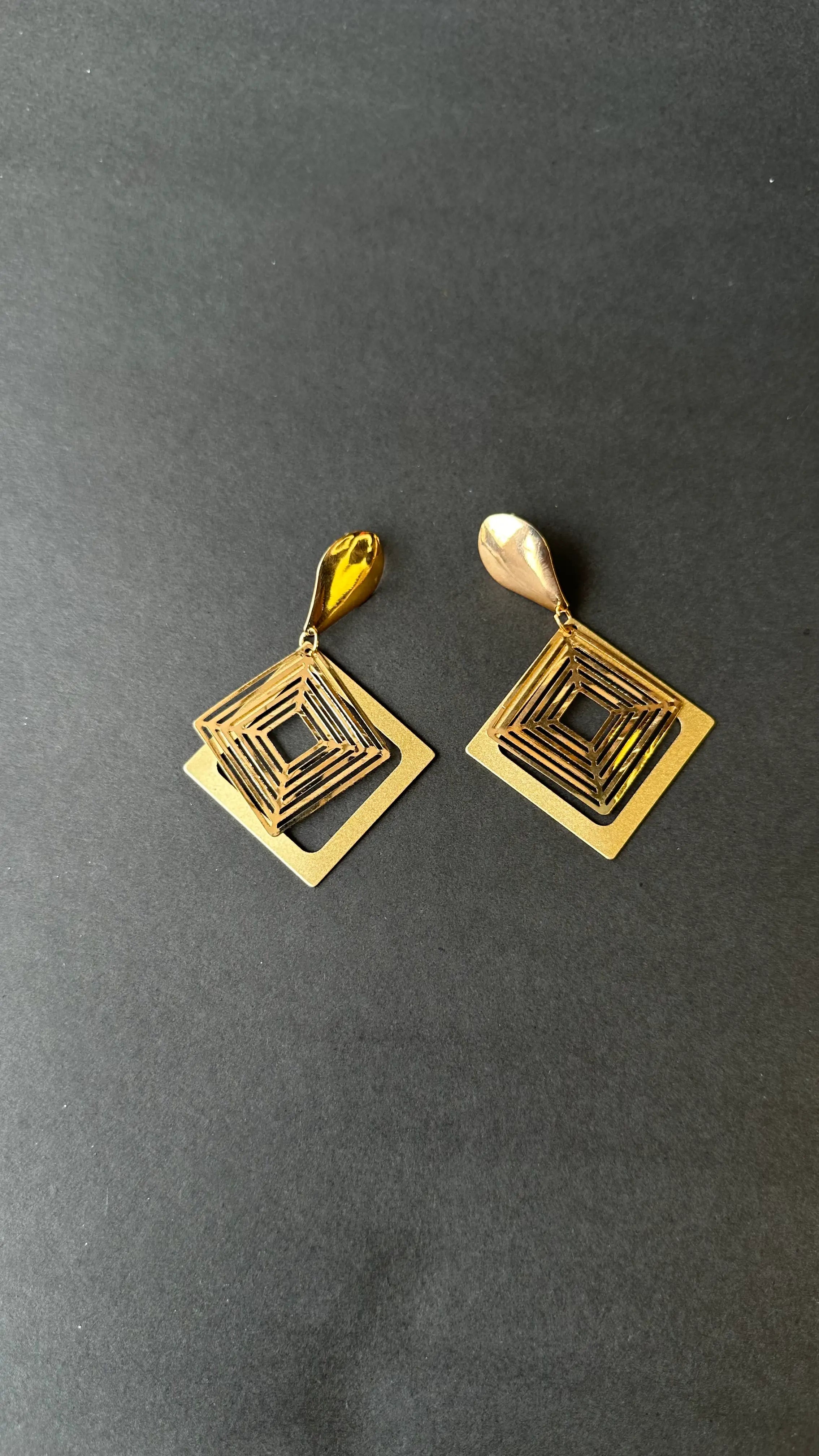 Golden Geometric Glam Earrings