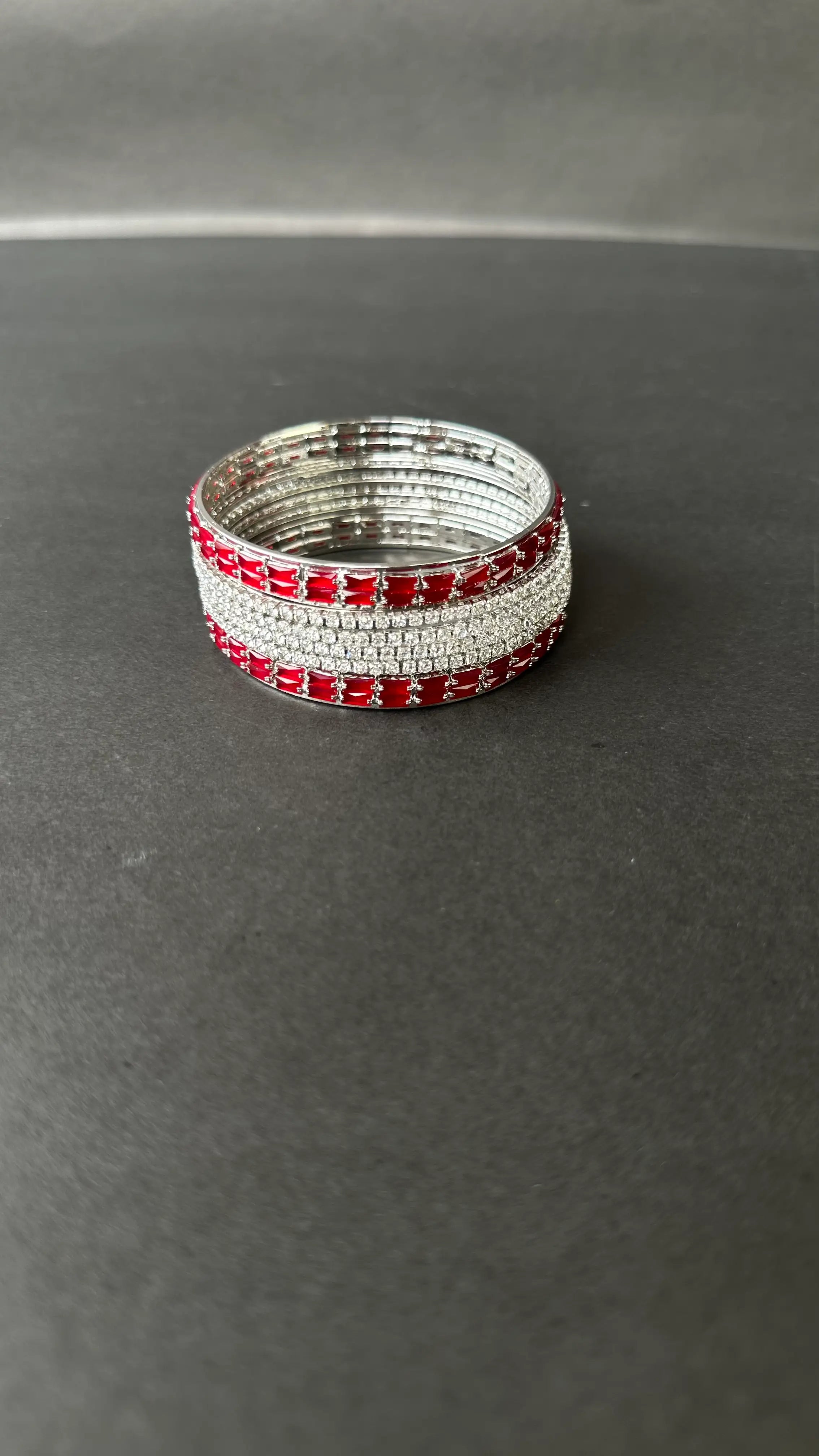 Ruby Radiance Silver Bangles