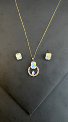 Radiant Halo Pendant Set