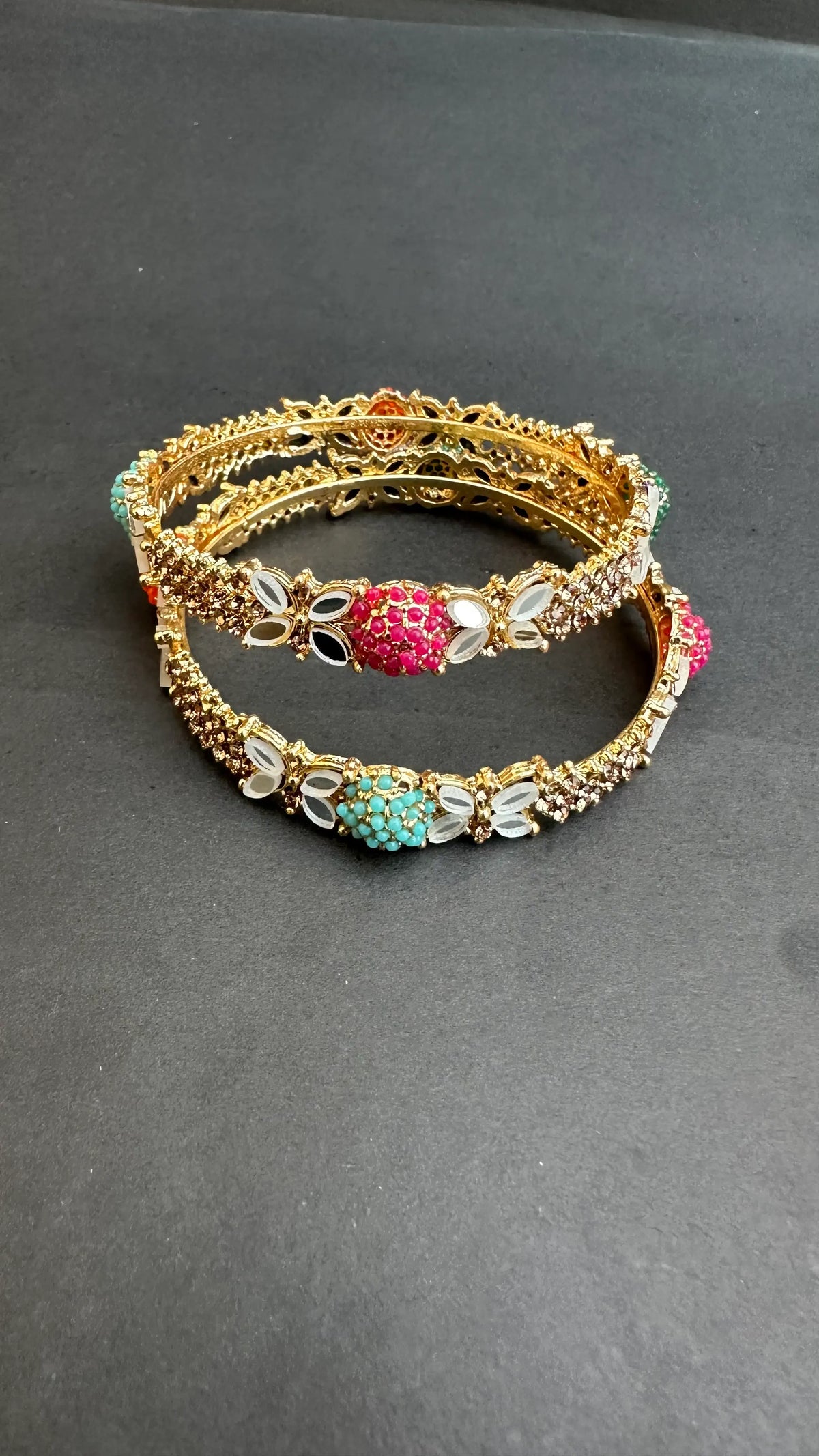 Vibrant Floral Cluster Bangles